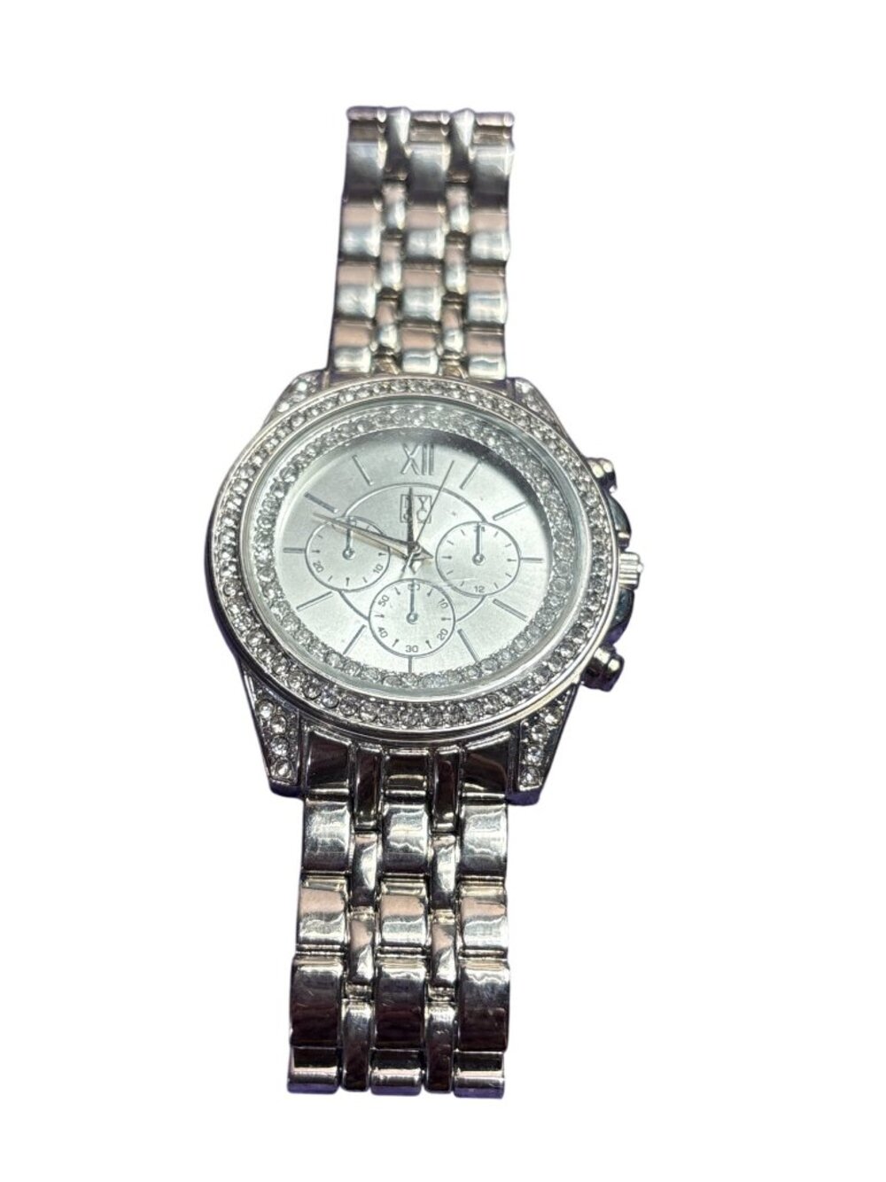 NY&C New York & Company Silvertone Watch Clear Rhinestones Untested